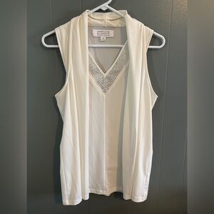 Badgley Mischka - White Sleeveless Dress Shirt - M